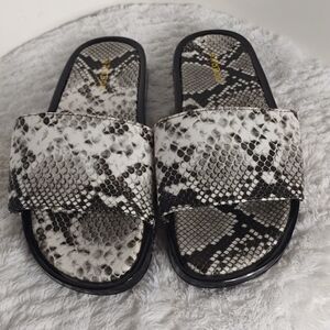 Bamboo "Riley" Faux Snakeskin Woman's Slides Sandals